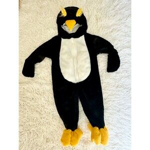 ADORABLE Kids Baby Penguin Costume Jumpsuit Hood Soft Onesie Full Zip Size 18m